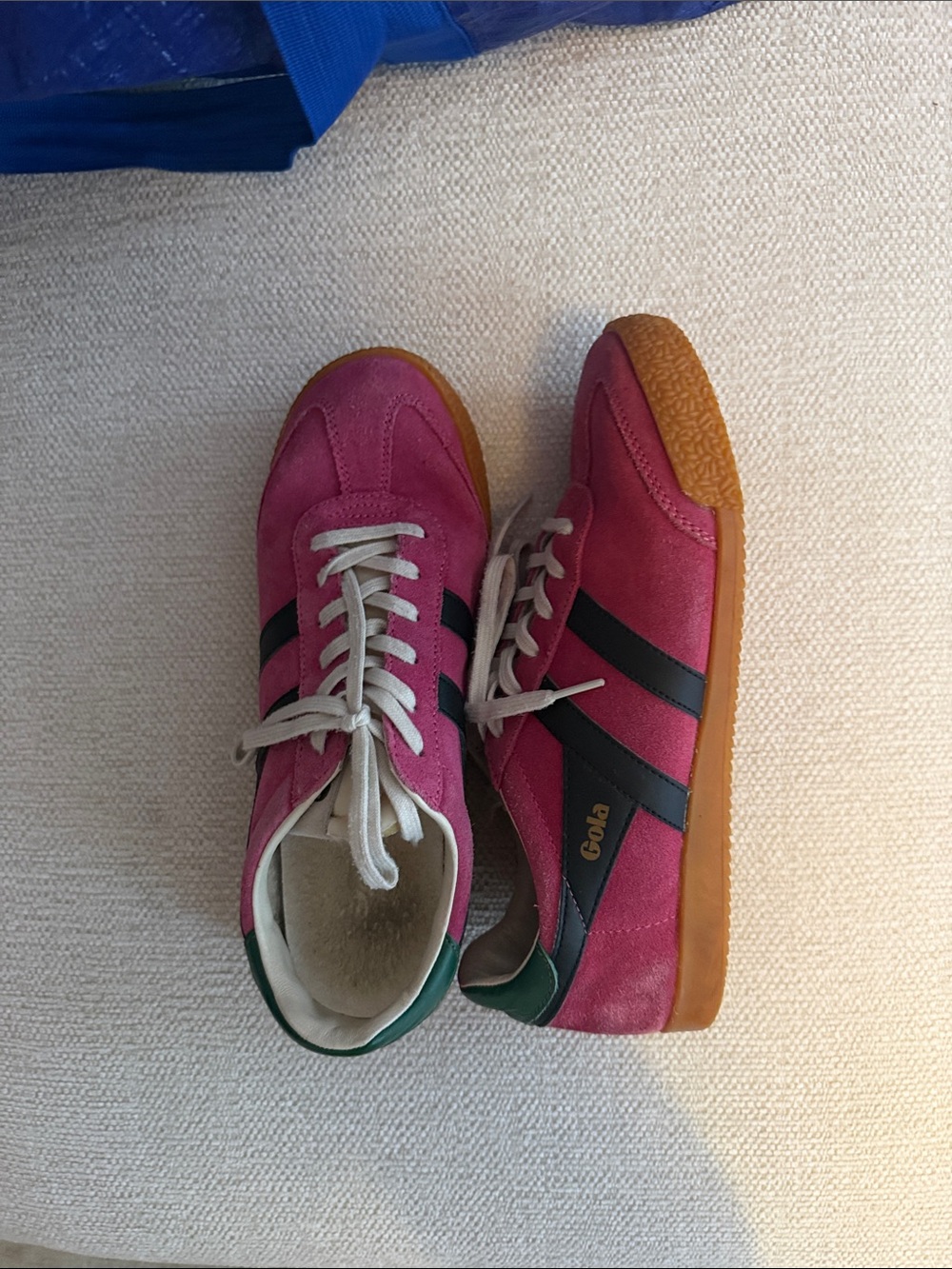 Gola Pink Suede Sneakers with Black Stripes